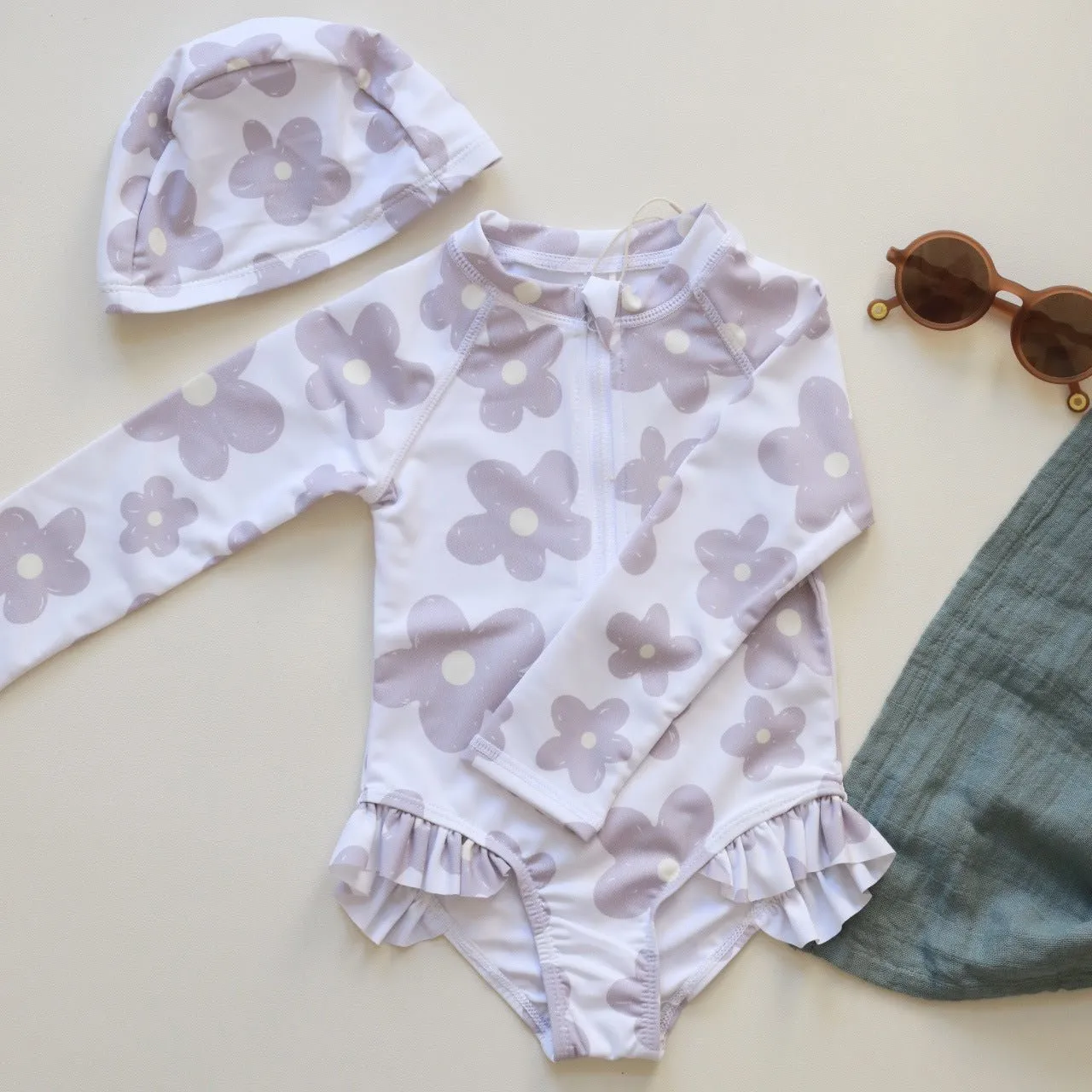 Baby/Toddler Girl Mix Prints Long Sleeve One-Piece Swimsuit (3 Designs)