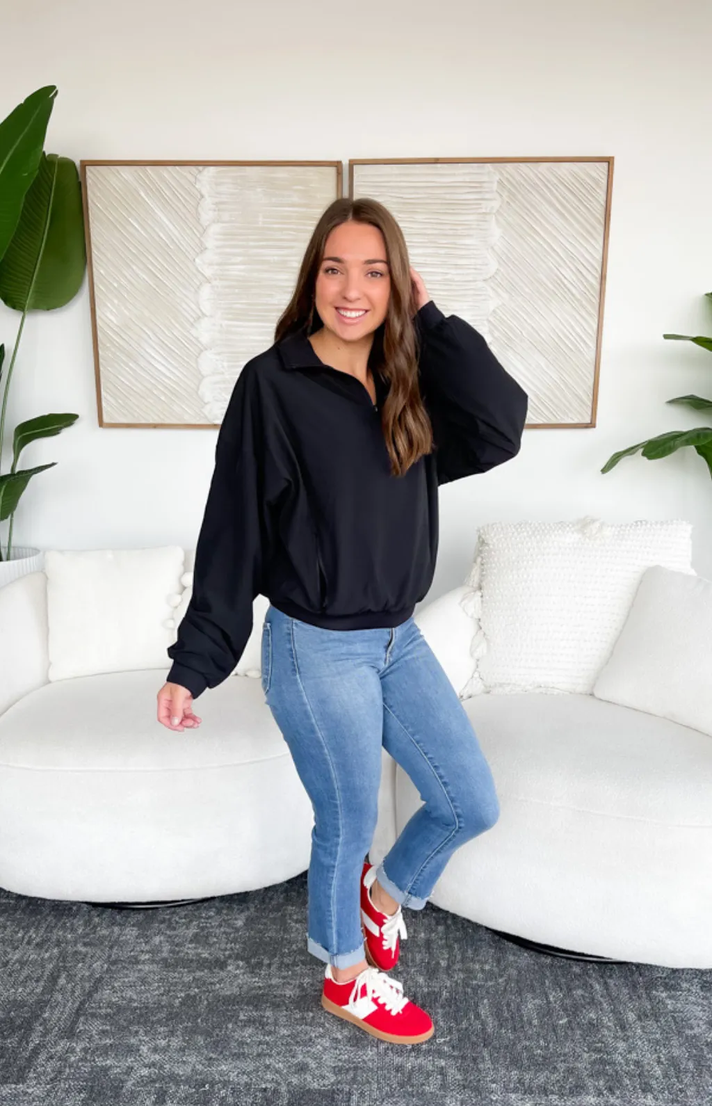 Bailey 3/4 Zip Black Pullover