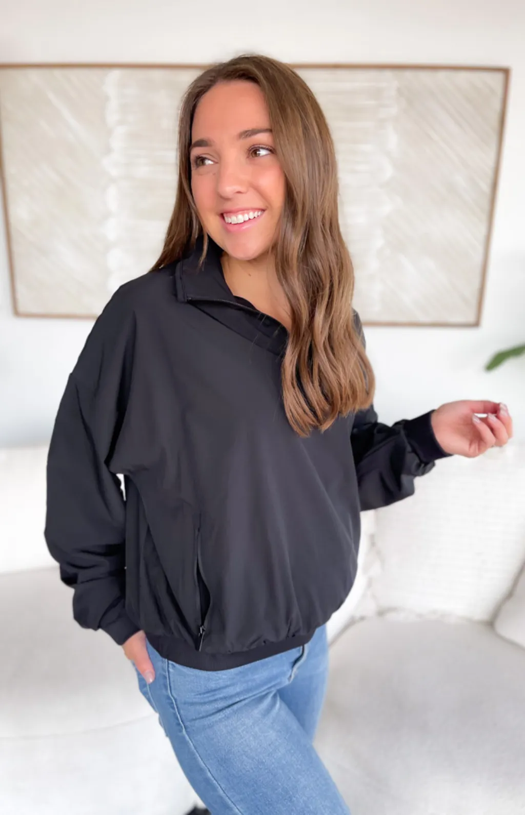 Bailey 3/4 Zip Black Pullover