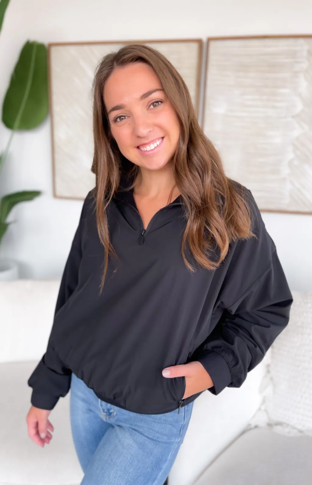 Bailey 3/4 Zip Black Pullover