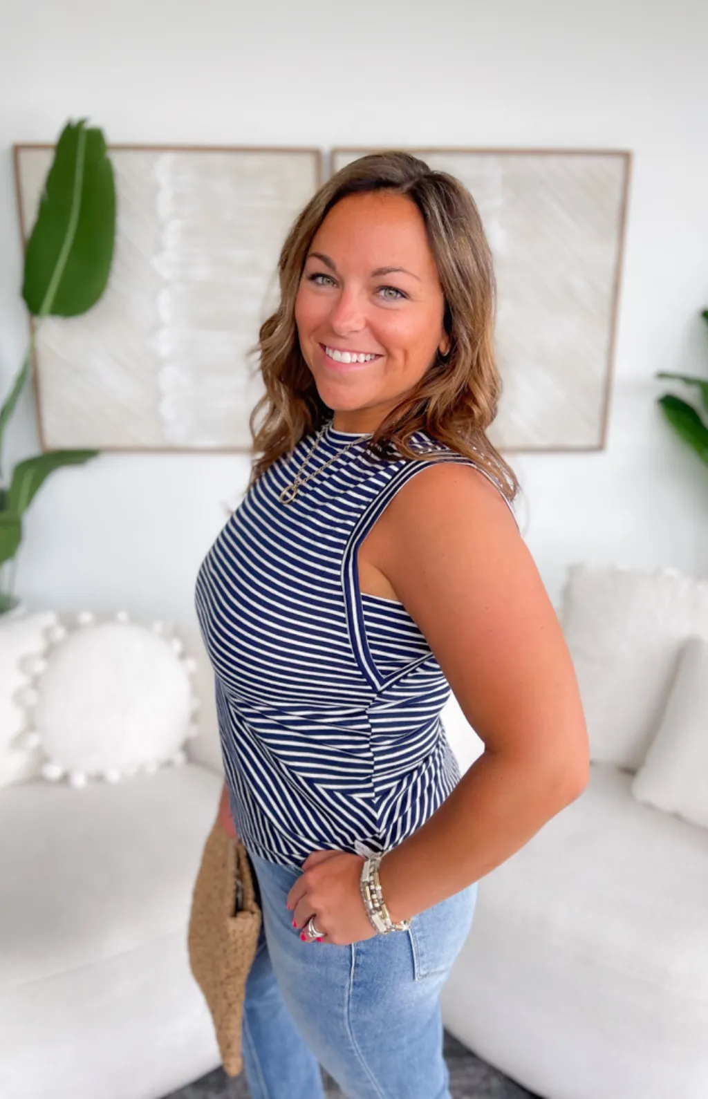 Bailey Navy Striped Tank Top