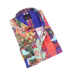 Bali Inspired Print Button Down Shirt