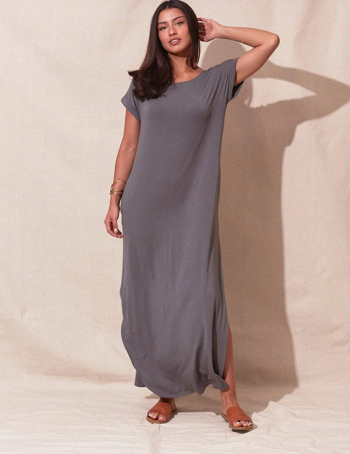 Bamboo Pocket Tee Dress - Small Black Only