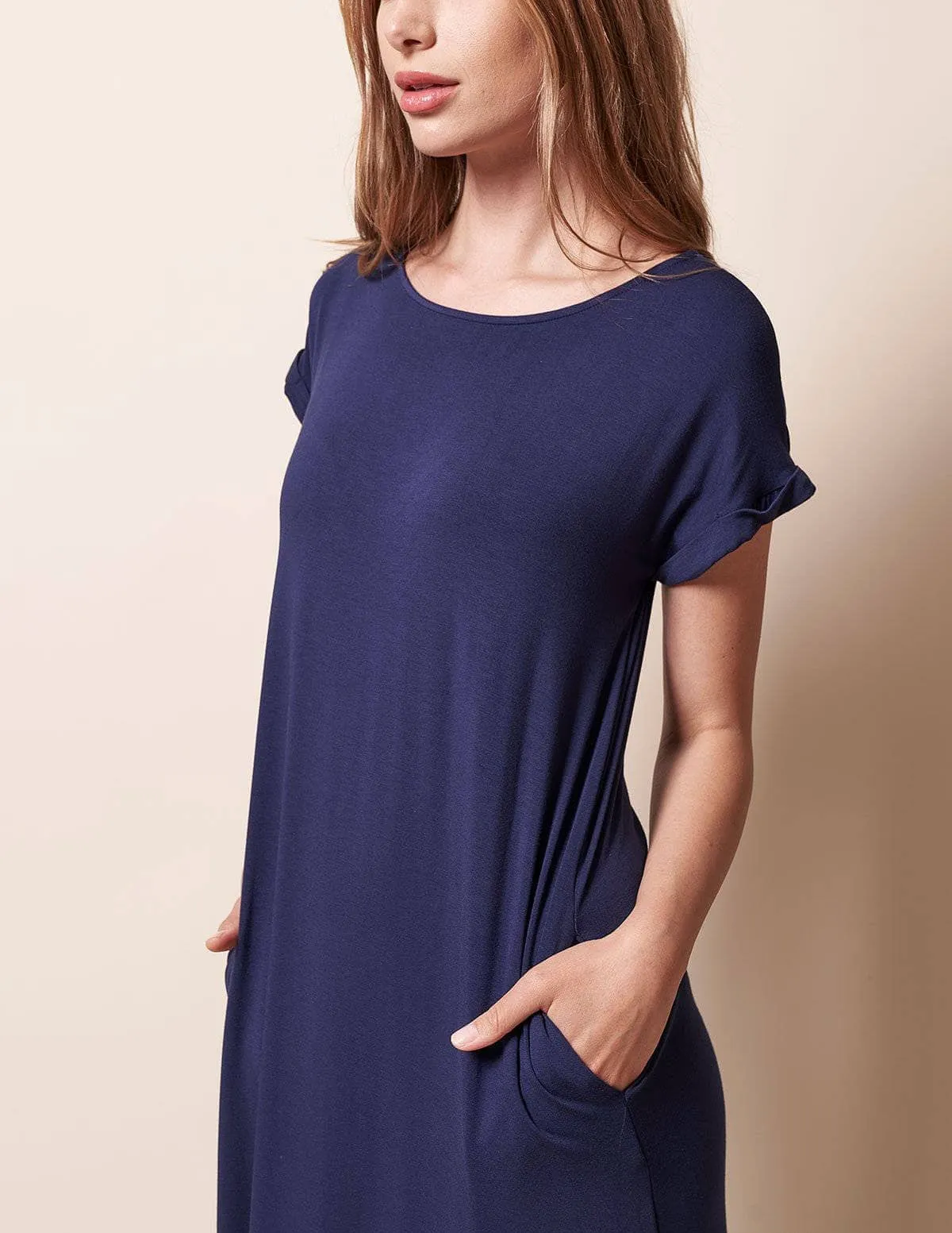Bamboo Pocket Tee Dress - Small Black Only
