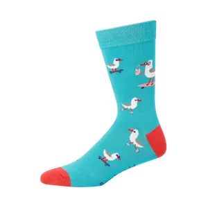 Bamboozld: Mens Seaside Seagull Teal Bamboo Sock