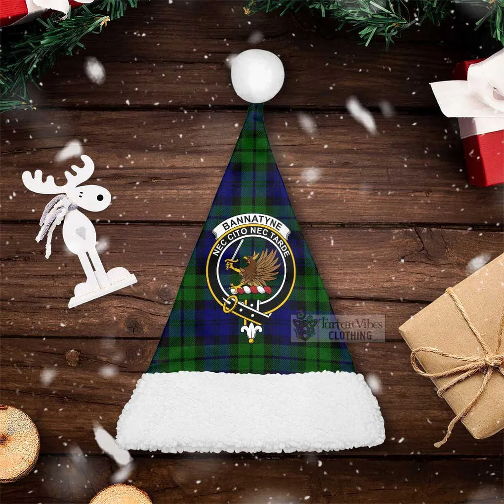 Bannatyne Tartan Christmas Santa Hats with Family Crest