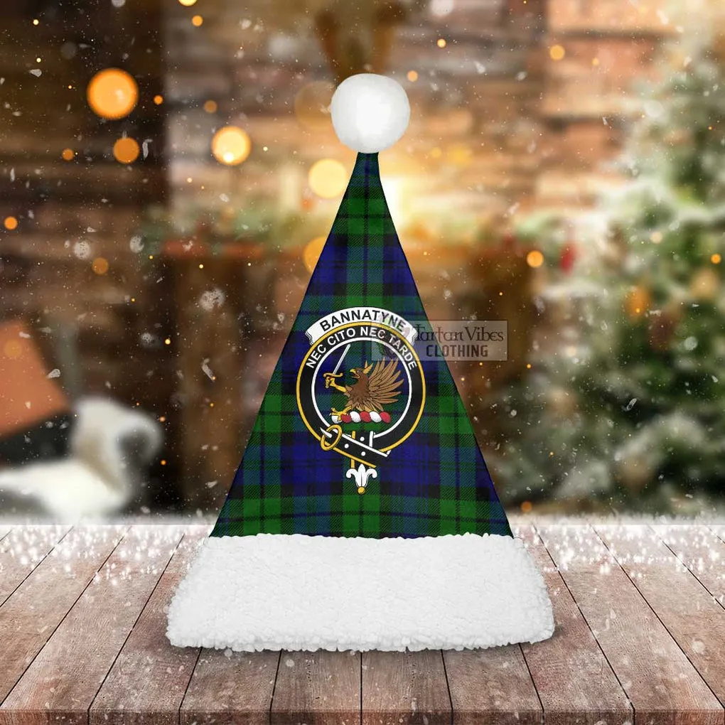 Bannatyne Tartan Christmas Santa Hats with Family Crest