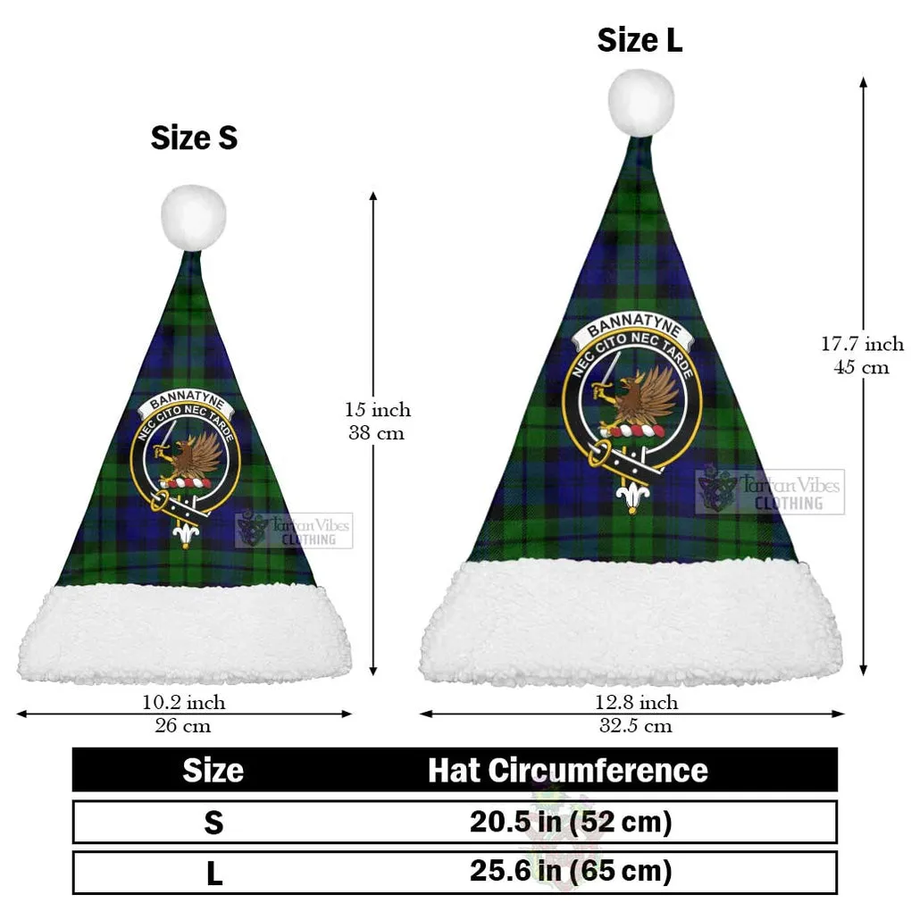 Bannatyne Tartan Christmas Santa Hats with Family Crest