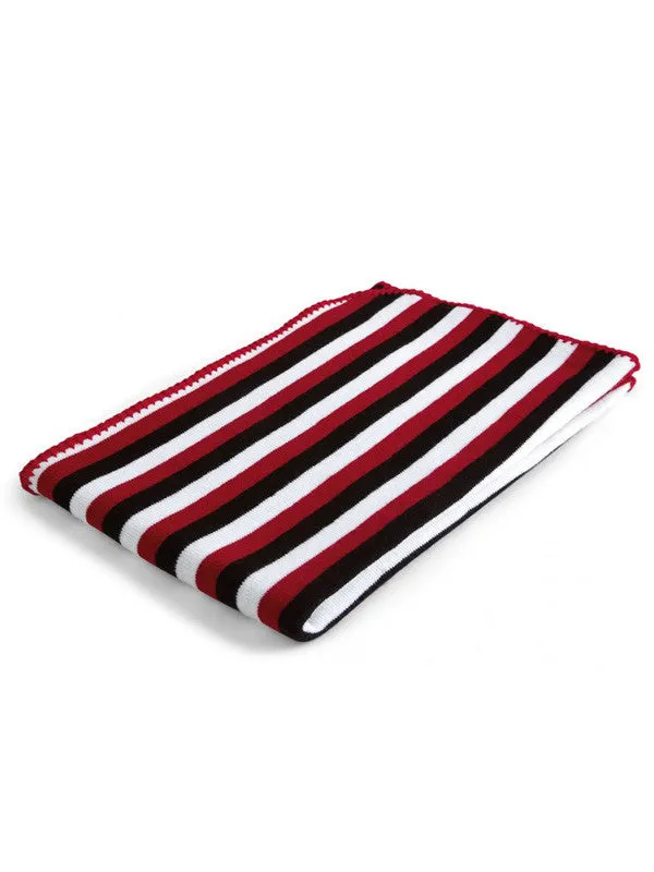Baroo Striped Blanket - Black, Red & White