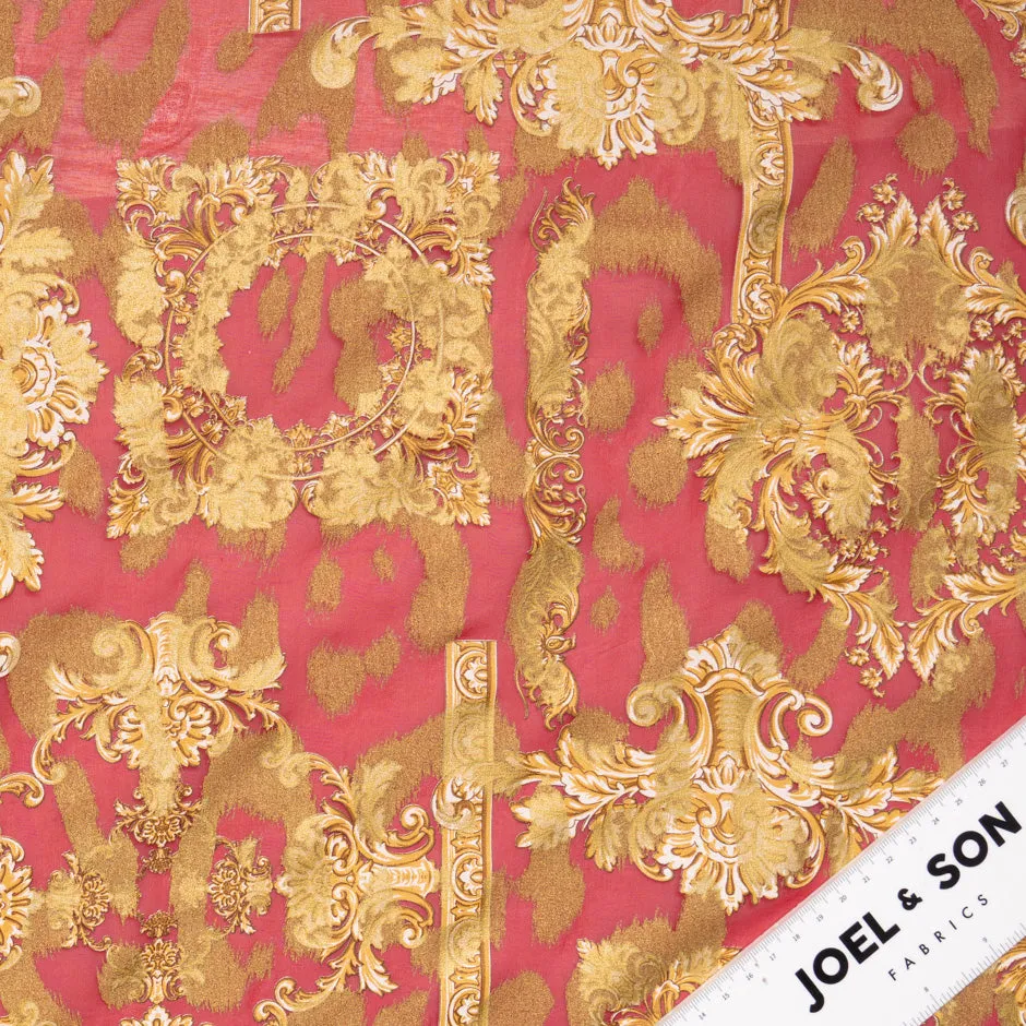 Baroque Printed Rich Red Silk Georgette