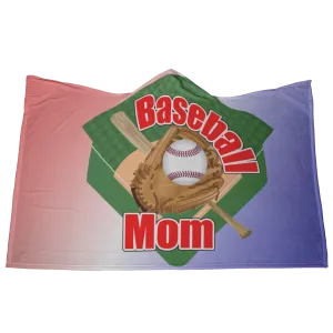 Baseball Mom Hooded Blanket, Red
