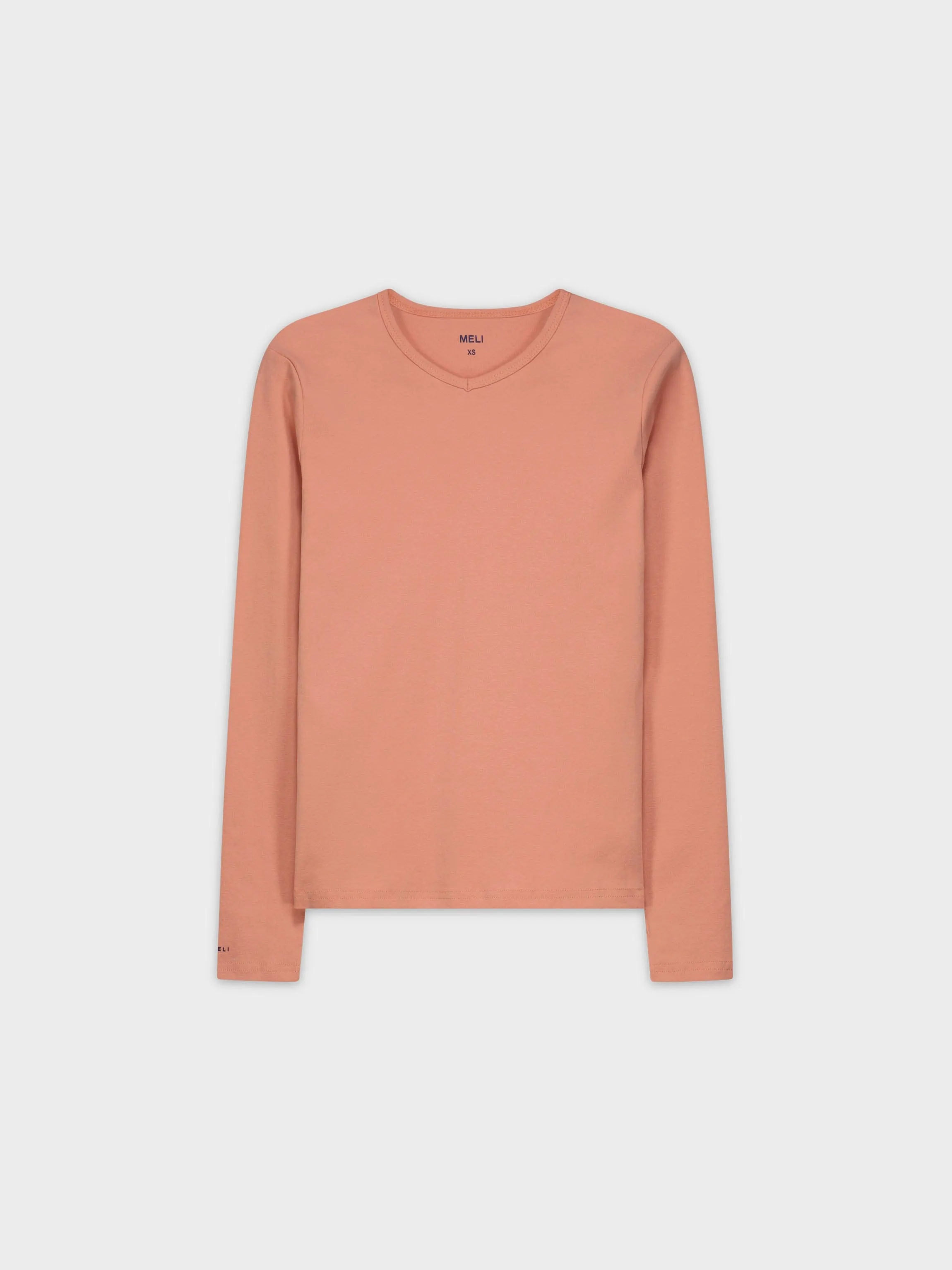 BASIC HIGH V TEE LS-PEACH