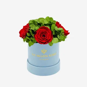 Basic Light Blue Suede Garden Box | Red Roses