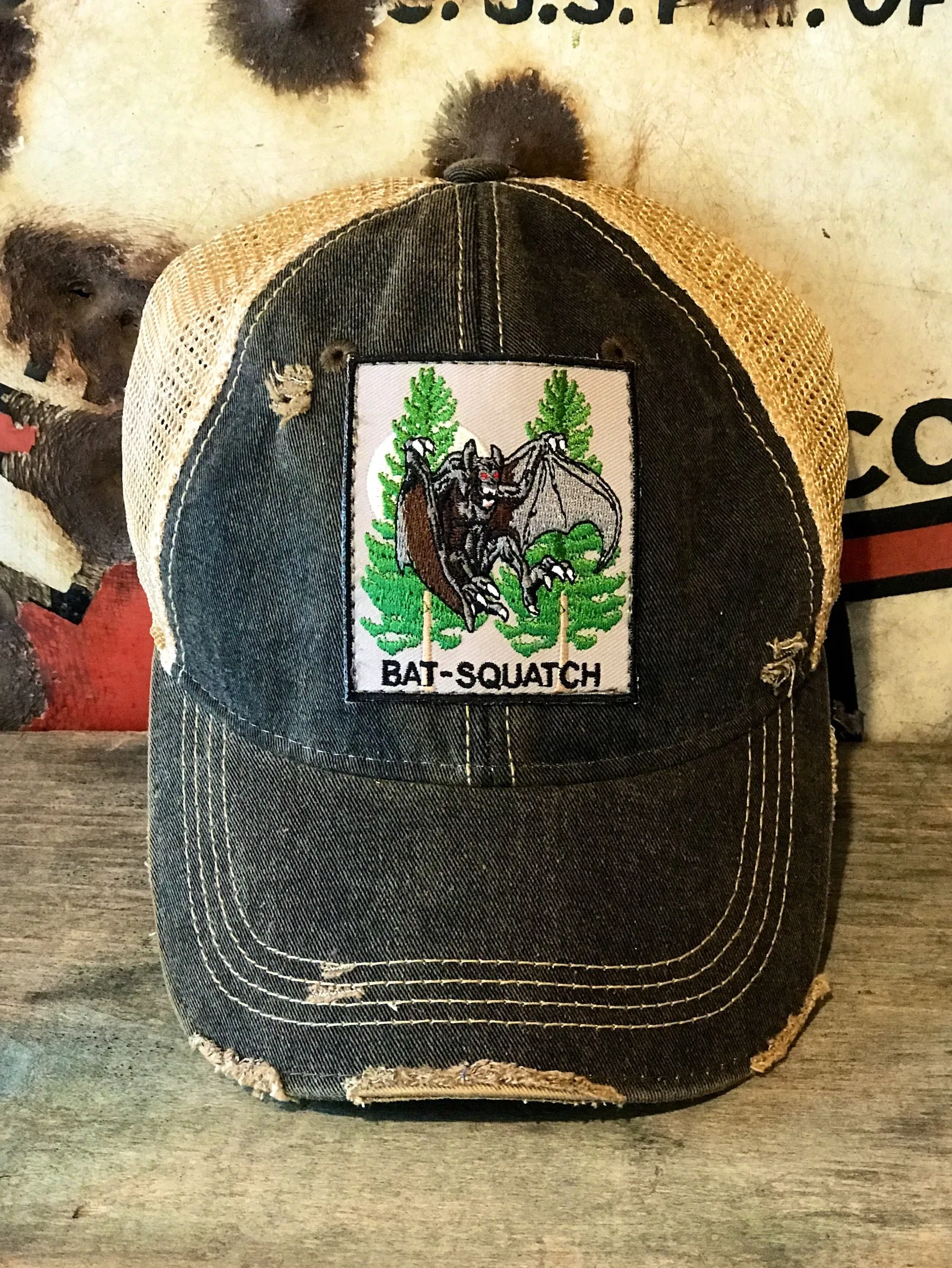 BAT-SQUATCH Cryptid Series Hat - Distressed Black Snapback