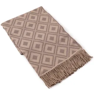 Battisti Diamond Jacquard Wool Throw Blanket
