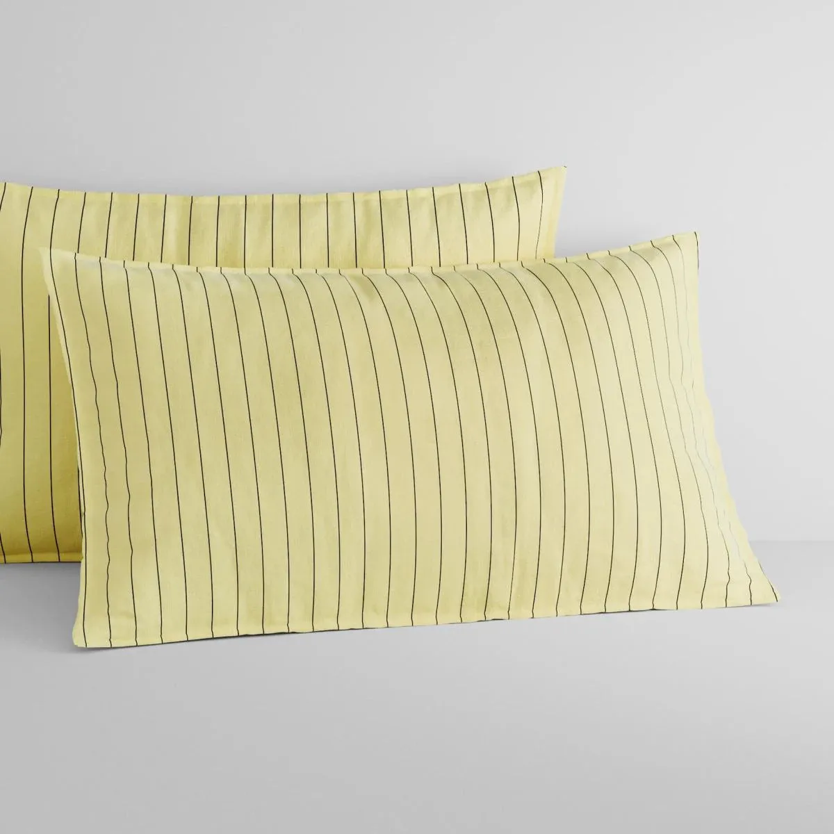 Bayley Stripe Washed Percale Quilt Cover Set LEMON by Sheridan
