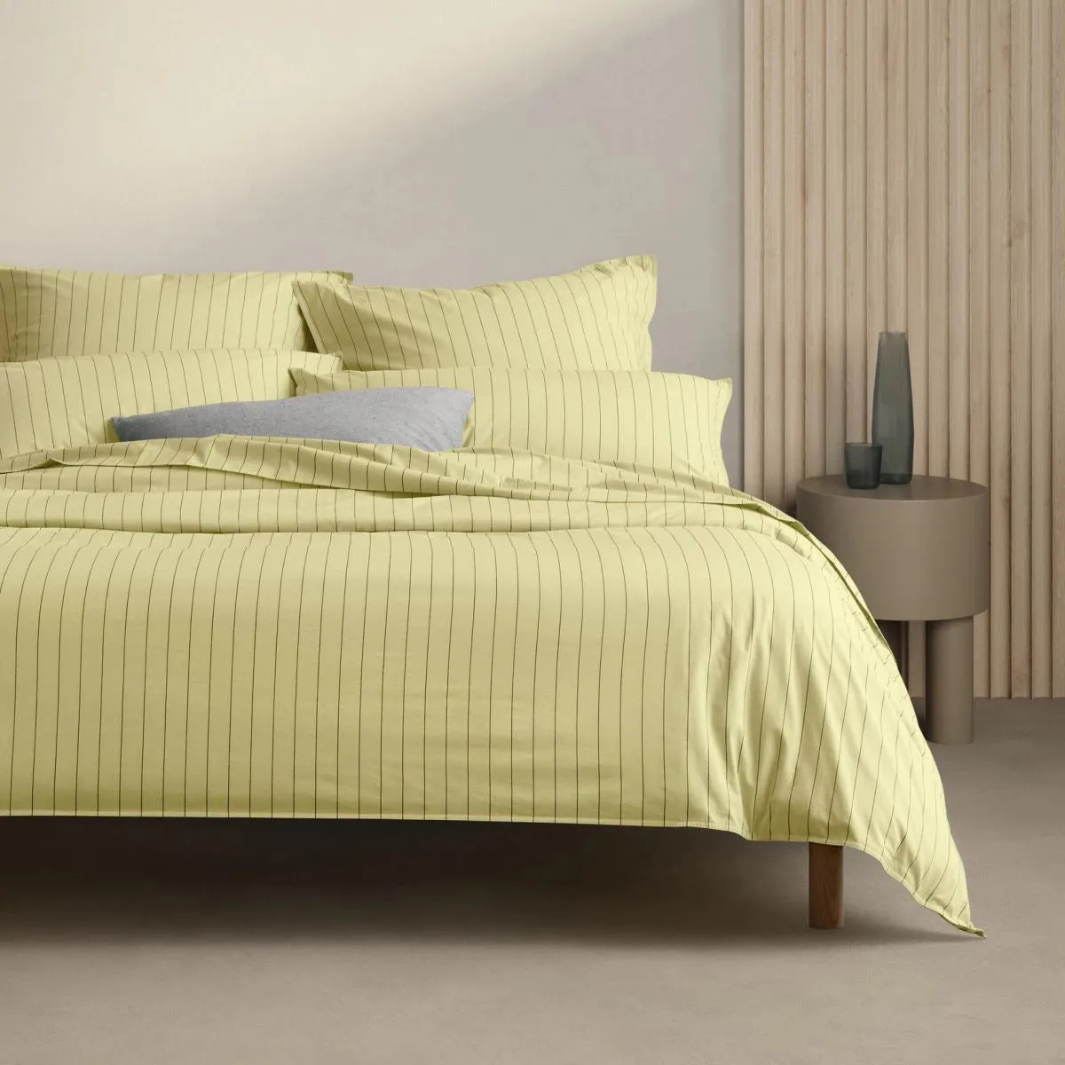 Bayley Stripe Washed Percale Quilt Cover Set LEMON by Sheridan