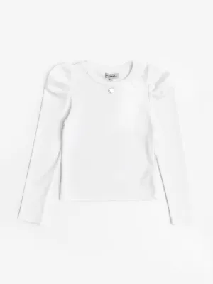 BCBG Girls Puff Long Sleeve Top in Ivory