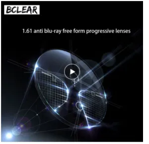 BCLEAR 1.61 High Index Free Form Anti-Blue Progressive Lenses Color Clear