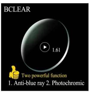 BCLEAR 1.61 Index Aspheric Photochromic Anti-Blue Myopic Lenses Color Brown