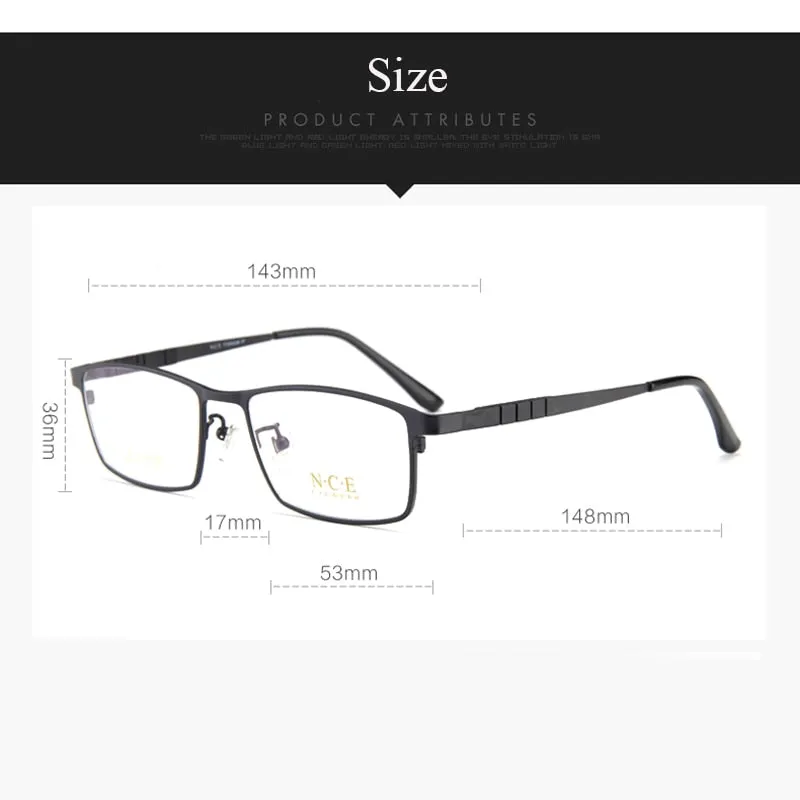 Bclear Men's Full Rim Square Titanium Eyeglasses My5009