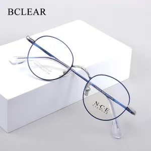 Bclear Unisex Eyeglasses Pure Titanium Round Small Full Rim Sc88302