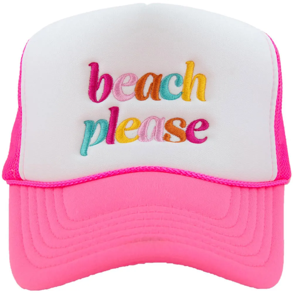Beach Please (LOWER CASE) Wholesale Foam Trucker Hat