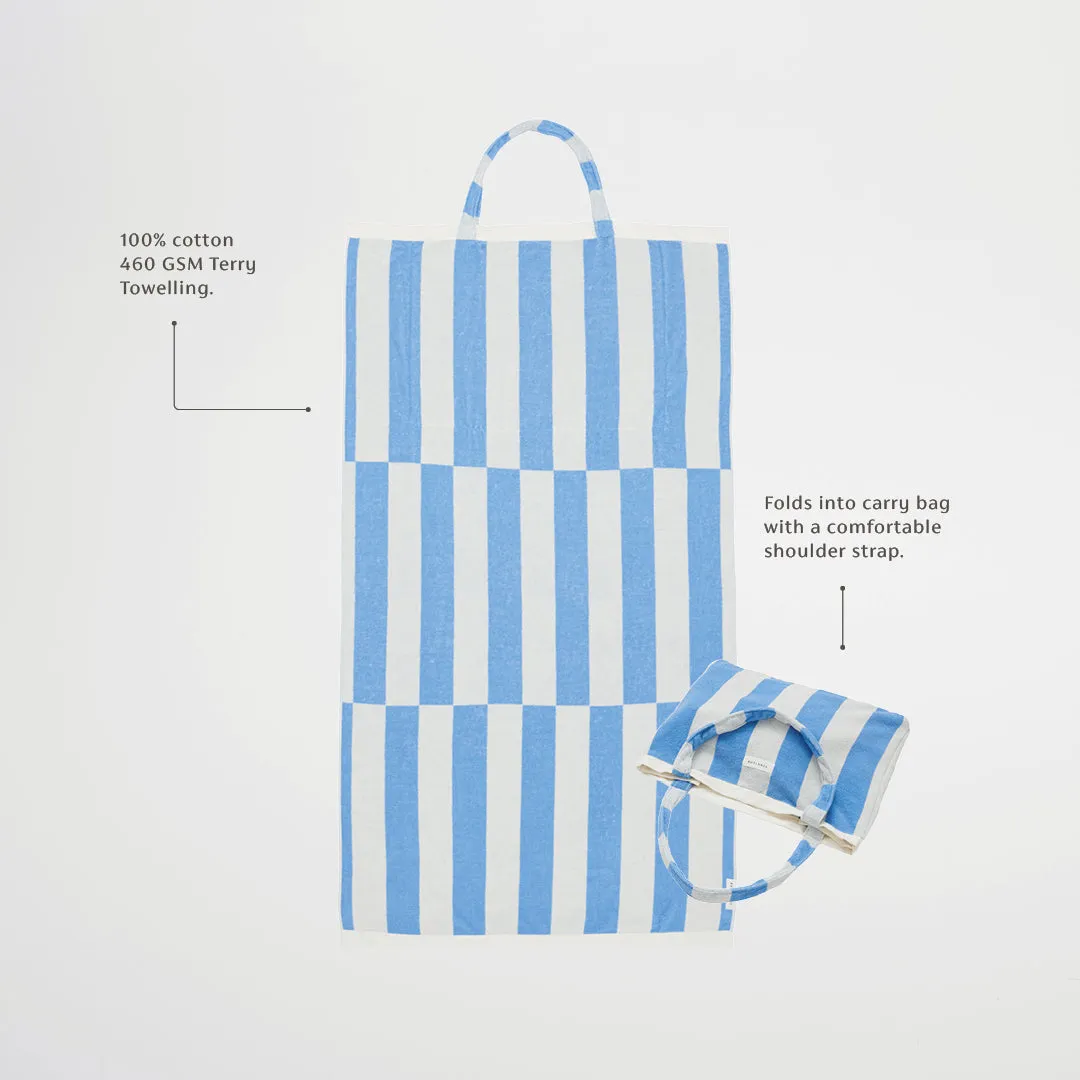 Beach Towel 2-in-1 Tote Bag | Le Weekend Mid Blue Cream