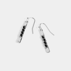 Bead Bar Wire Wrap Earrings - Silver/Black
