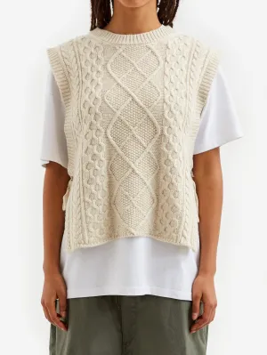 Beams Boy Alan Side Ribbon Vest - Off White
