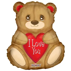 Bear with  I Love you Heart 18in Metallic Balloon