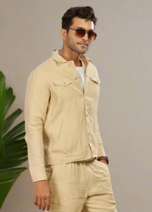 Becket - Linen Short Jacket - Cappuccino Beige