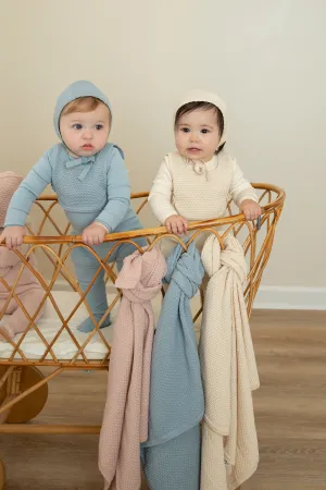 Bee and Dee Blue Fog Knit Overlay Blanket