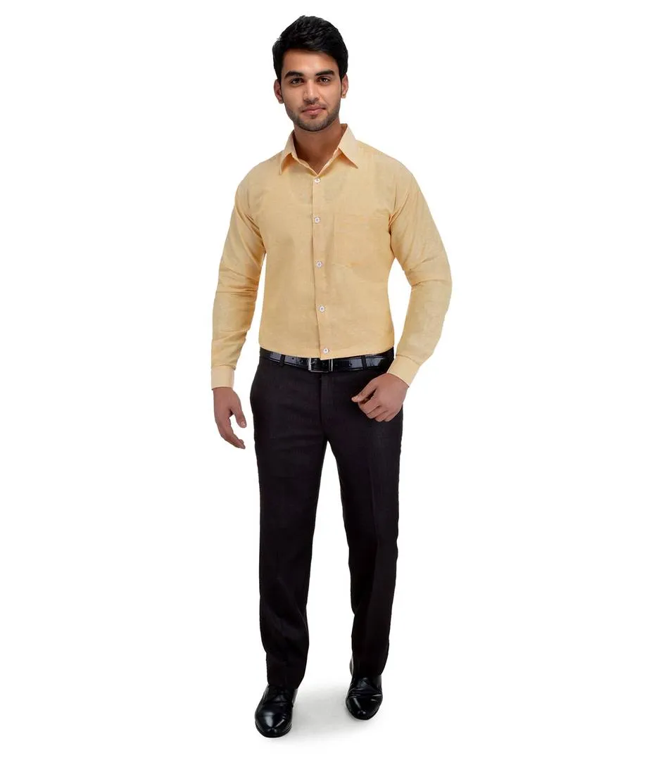 Beige Cotton Regular Fit Formal Shirt