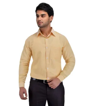 Beige Cotton Regular Fit Formal Shirt