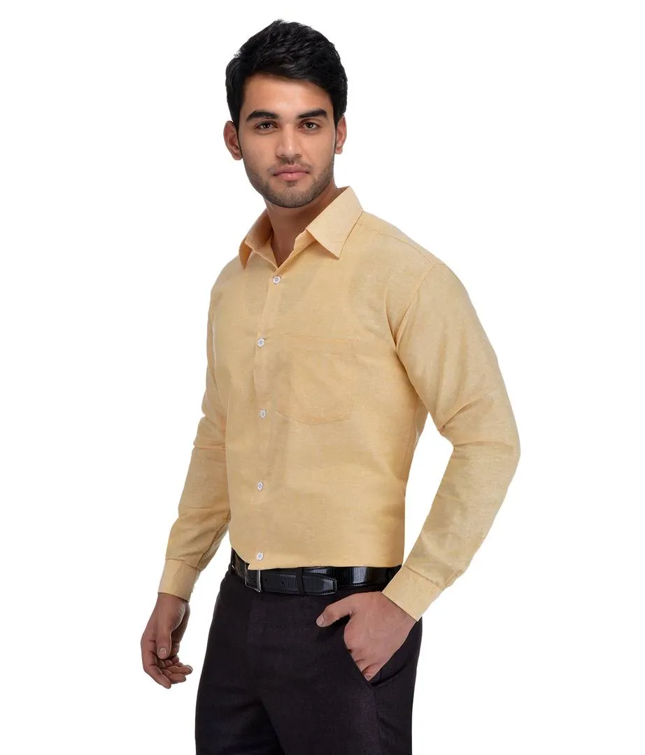 Beige Cotton Regular Fit Formal Shirt