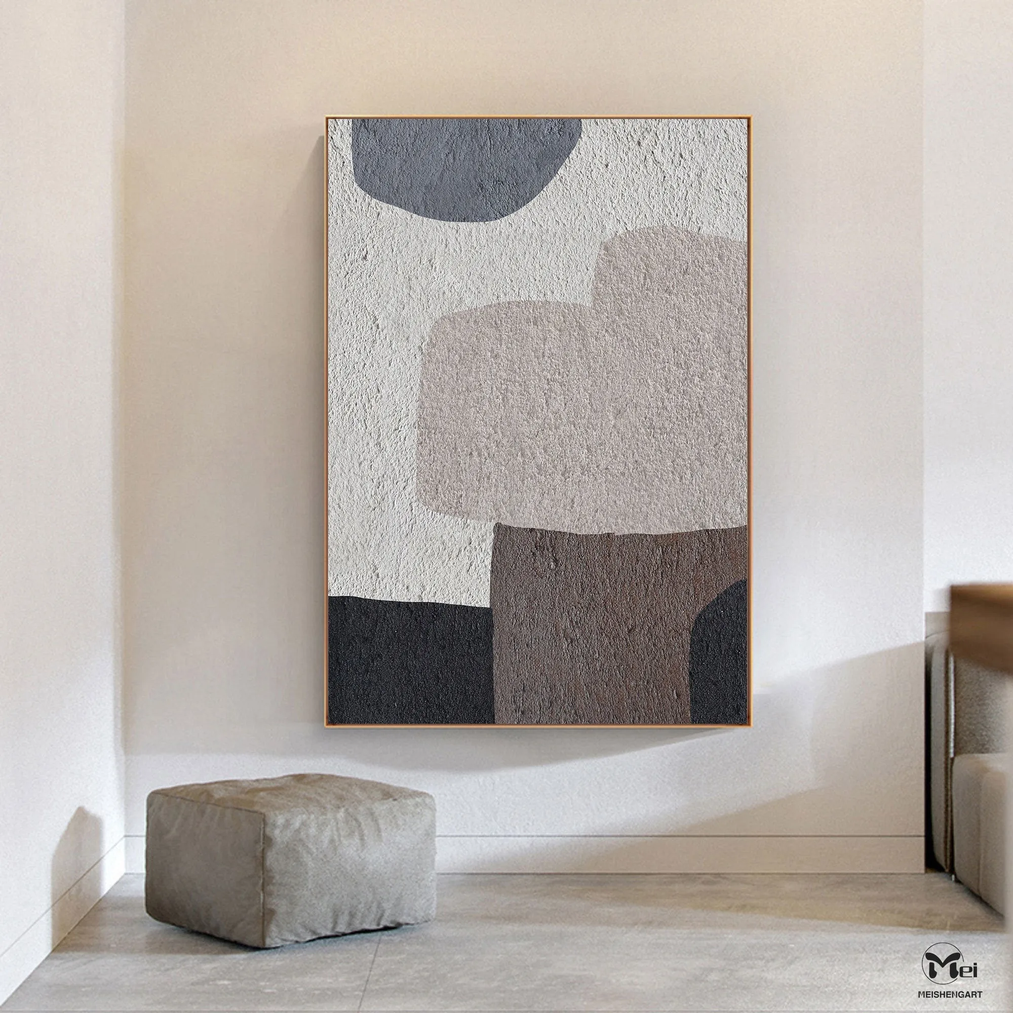 Beige Gray Minimalist Abstract Painting Living Room Nordic Painting Ap111