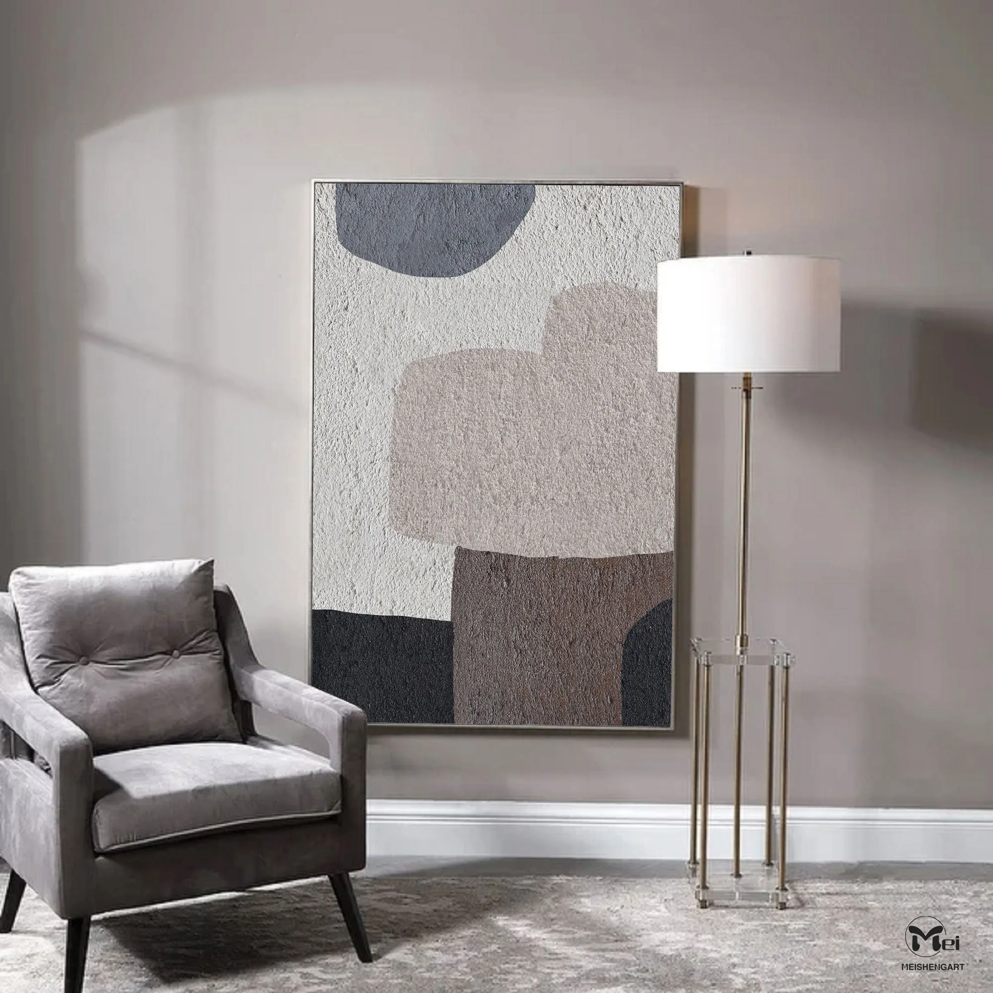 Beige Gray Minimalist Abstract Painting Living Room Nordic Painting Ap111