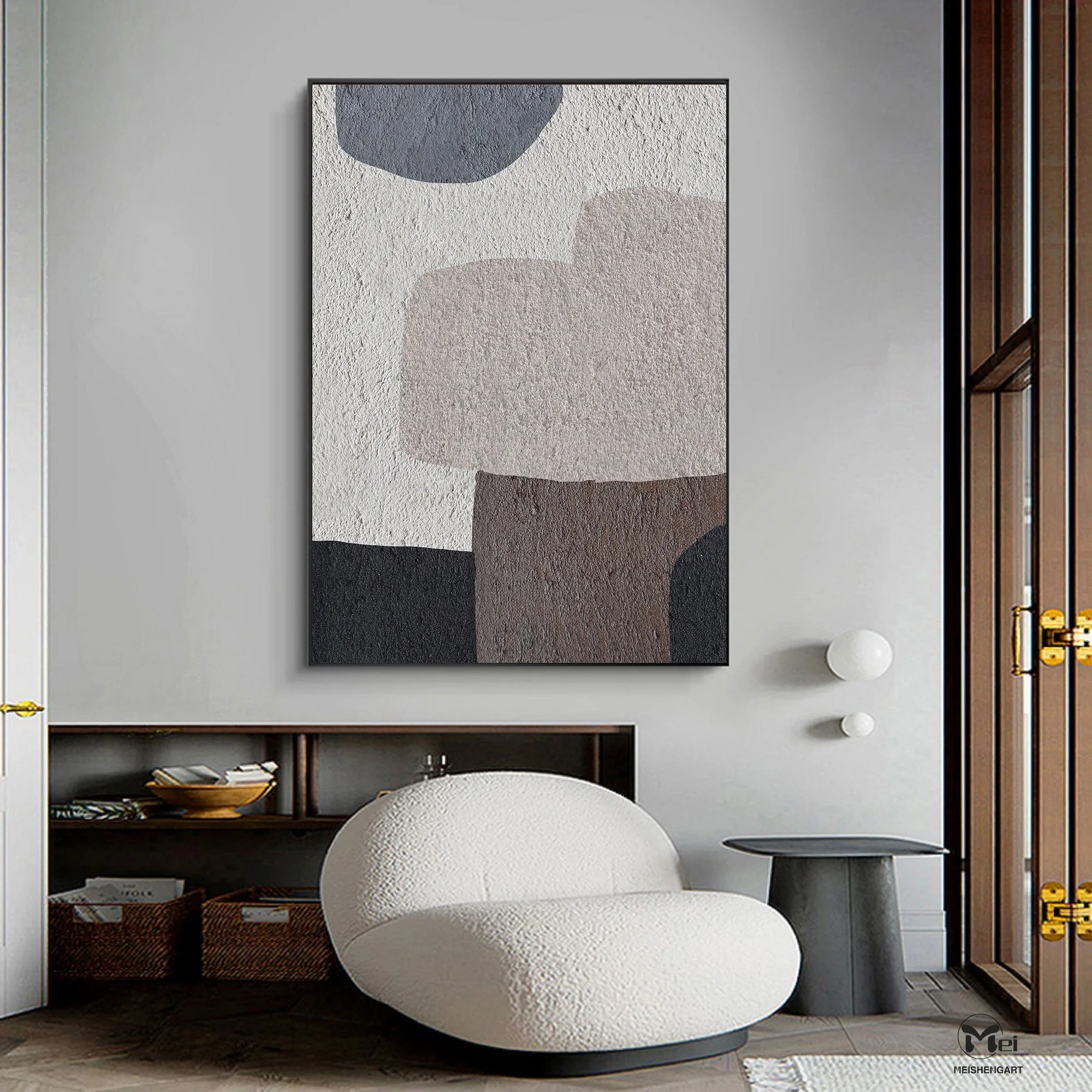 Beige Gray Minimalist Abstract Painting Living Room Nordic Painting Ap111