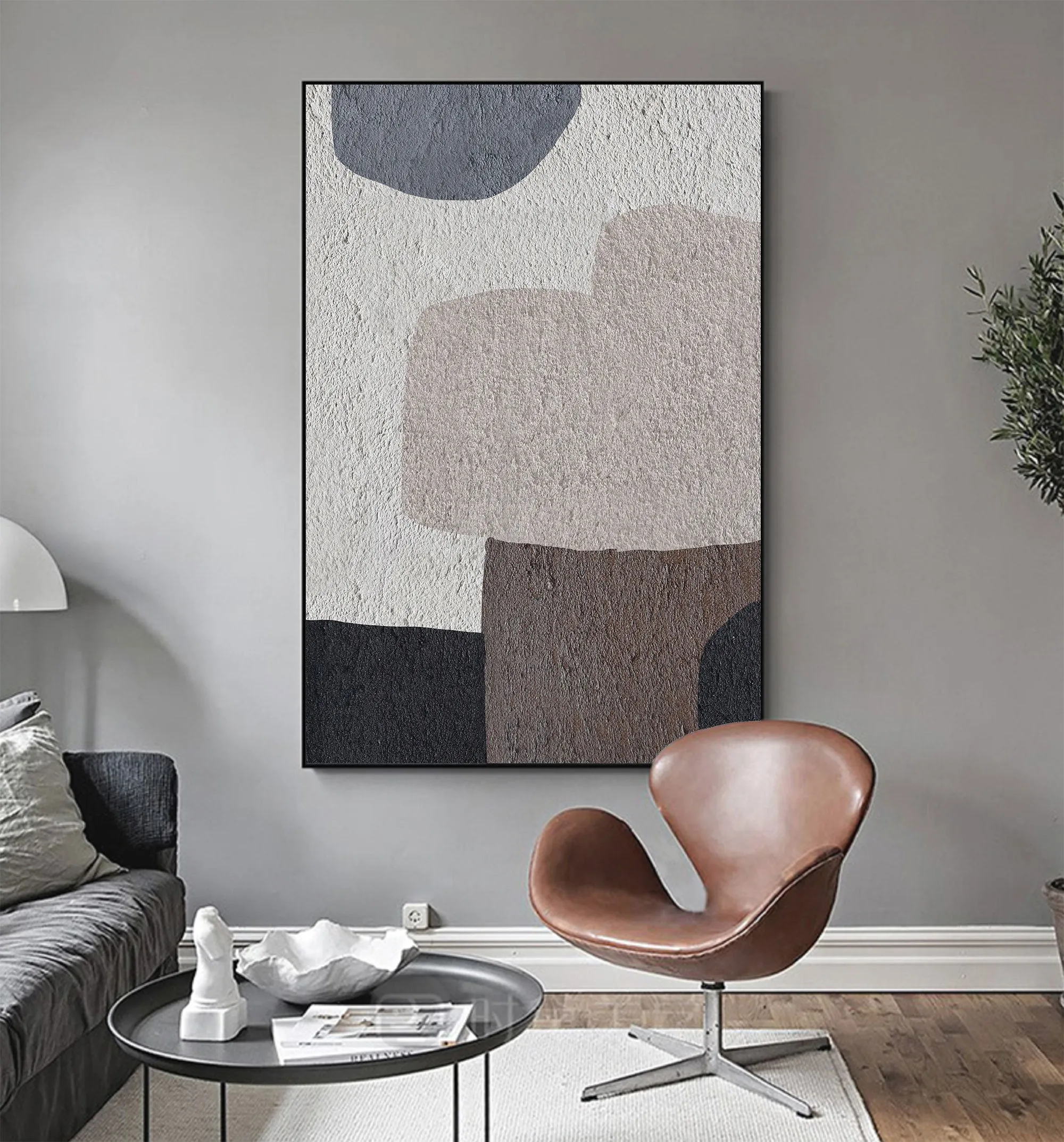 Beige Gray Minimalist Abstract Painting Living Room Nordic Painting Ap111
