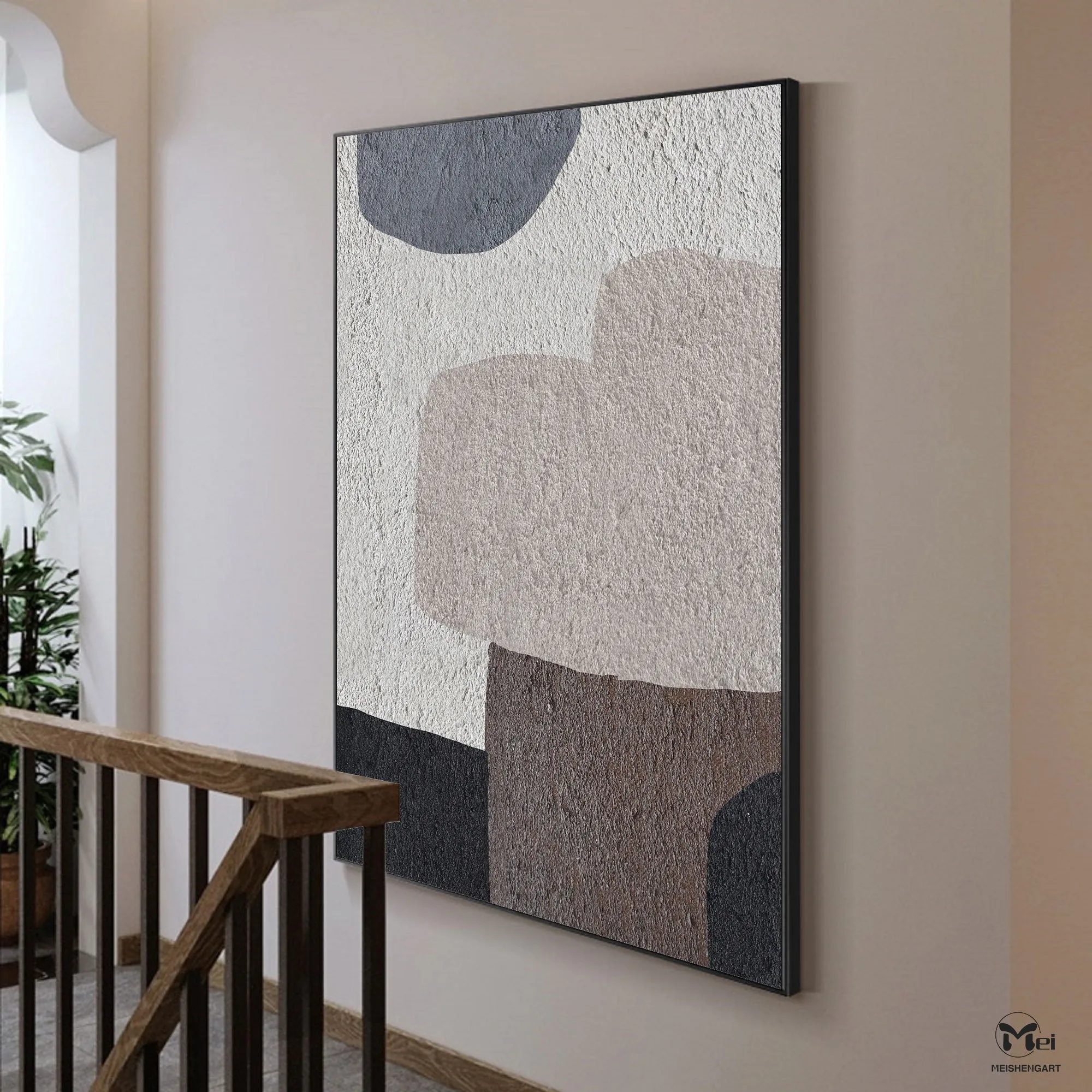 Beige Gray Minimalist Abstract Painting Living Room Nordic Painting Ap111