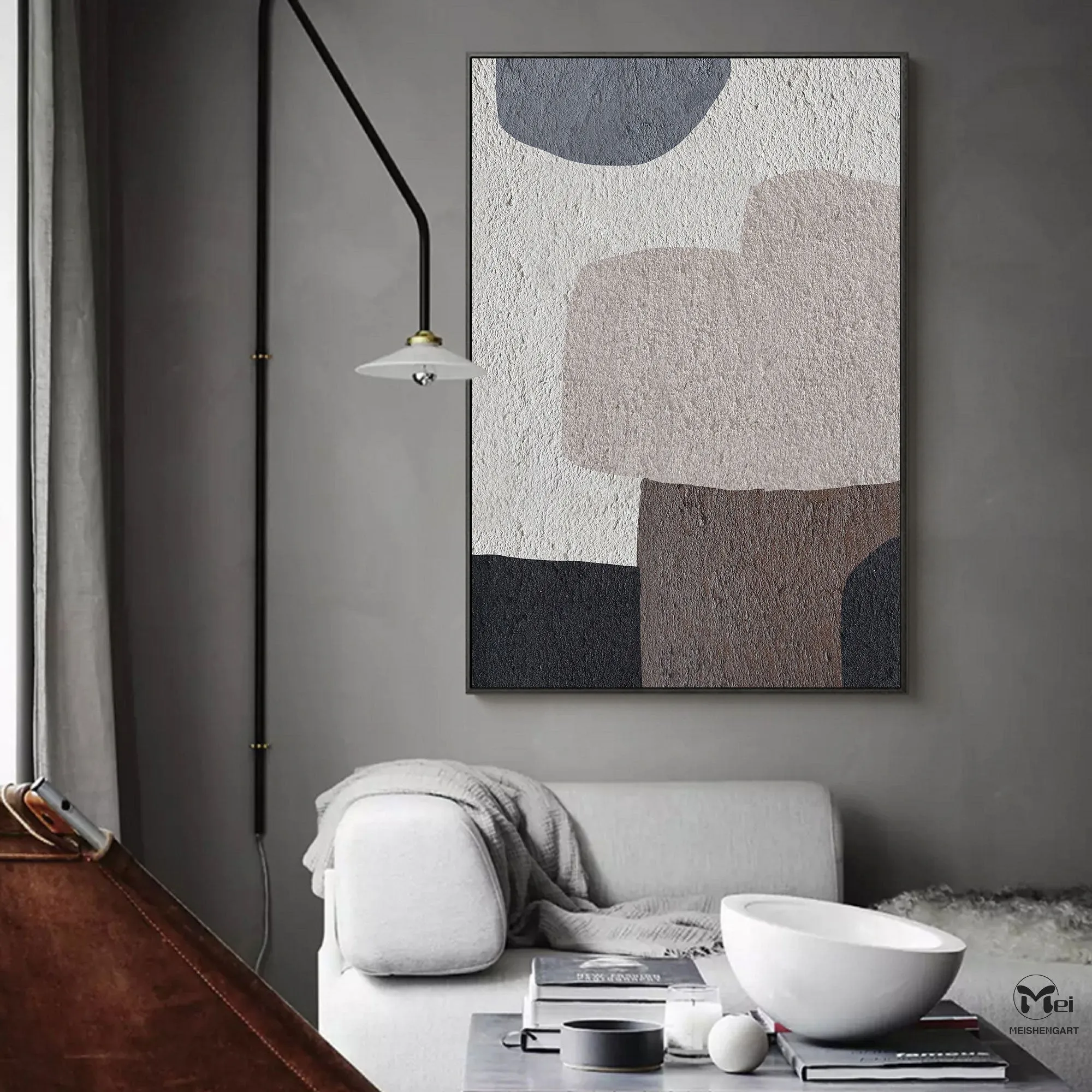Beige Gray Minimalist Abstract Painting Living Room Nordic Painting Ap111
