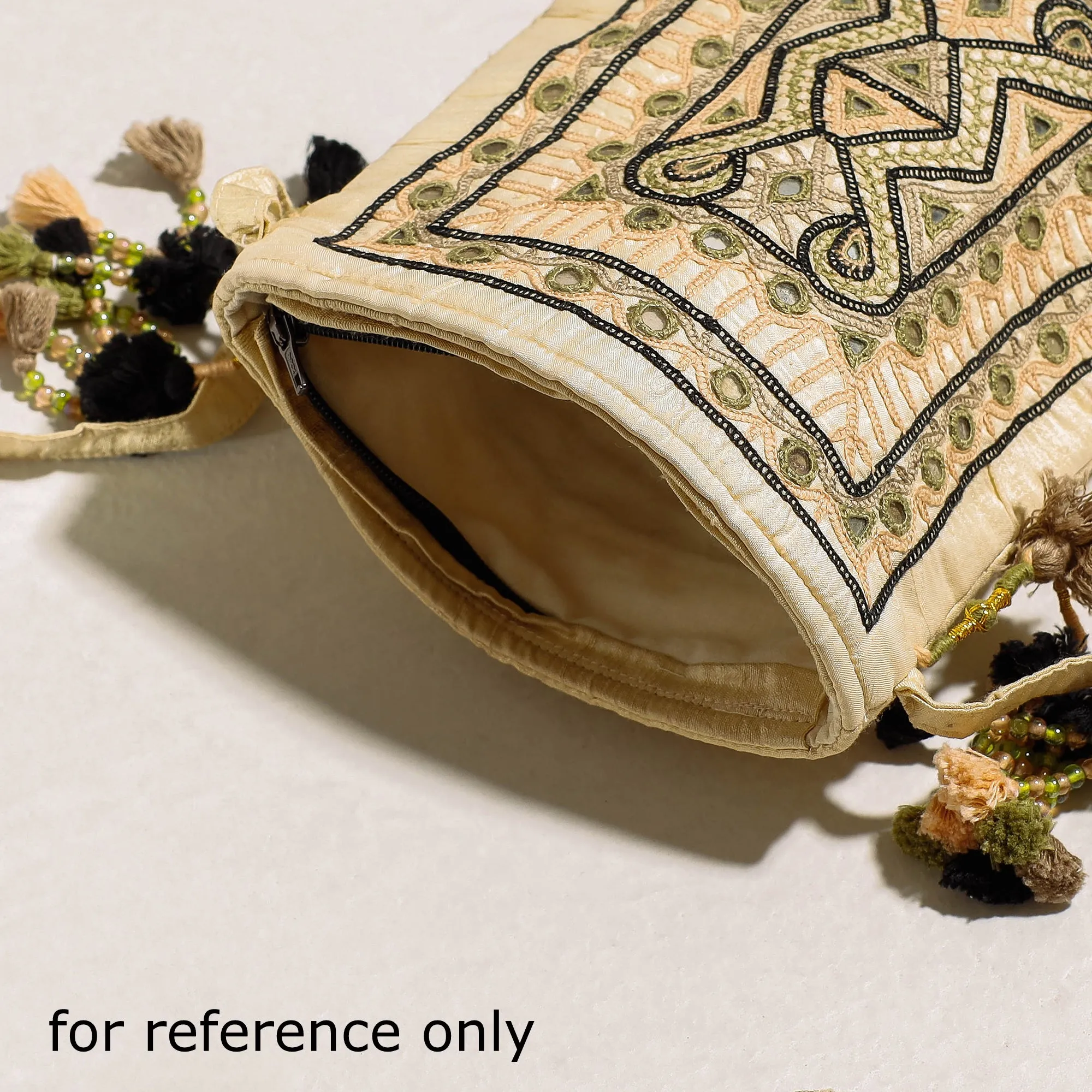 Beige - Kala Raksha Rabari Hand Embroidery Sling Bag