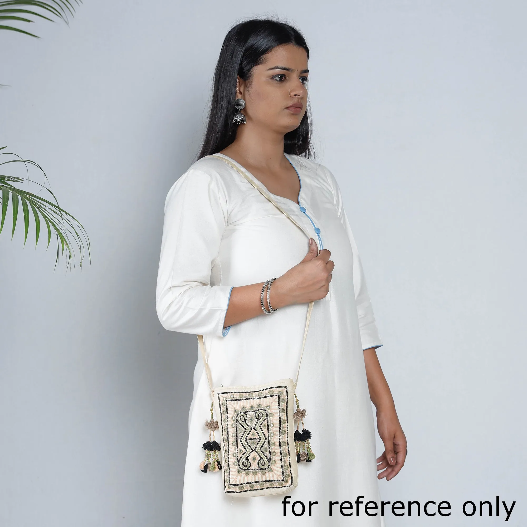Beige - Kala Raksha Rabari Hand Embroidery Sling Bag