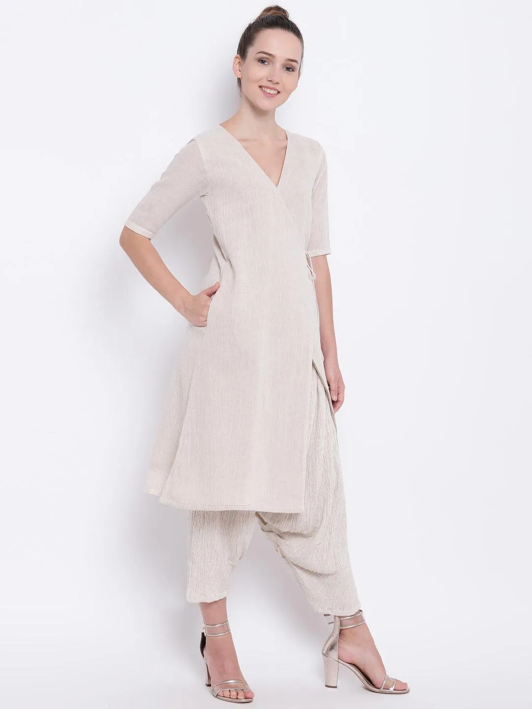 Beige Pure Cotton Angrakha