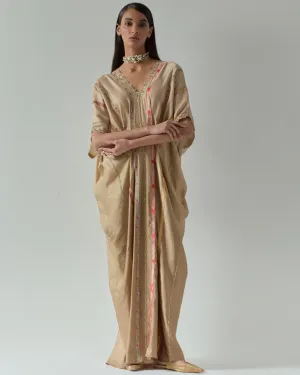 Beige Shaded Satin Kaftan