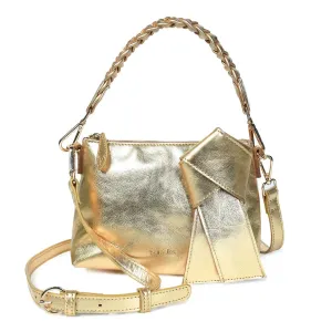 Bell & Fox INDIRA Bow Detail Clutch / Crossbody in Dark Gold