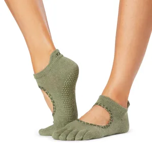 Bellarina Full Toe - Olive Leopard Grip Socks (Barre / Pilates)