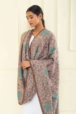 Benafsha Beaver Kani Floral Jamavar Pashmina Shawl