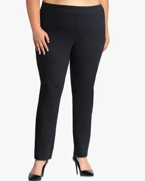 Benalla Printed Ponte Pant | Charcoal Grey / Navy